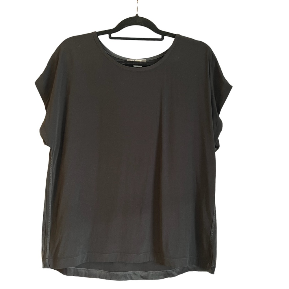 Vince Sheer Oversized Dark Black Top with Cap Sleeves Size L